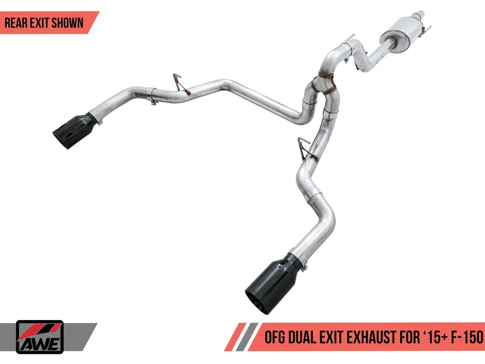 AWE Tuning 15-20 Ford F-150 0FG Dual Exit Performance Exhaust System w/5in Diamond Black Tips 3015-33120 3 of 6