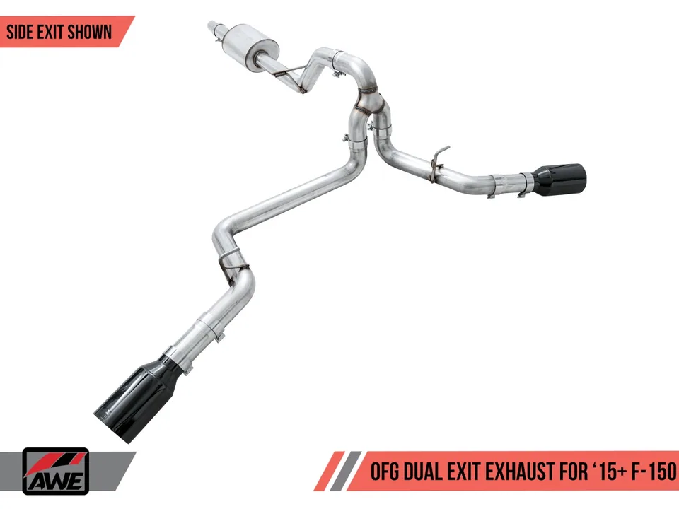 AWE Tuning 15-20 Ford F-150 0FG Dual Exit Performance Exhaust System w/5in Diamond Black Tips 3015-33120 4 of 6