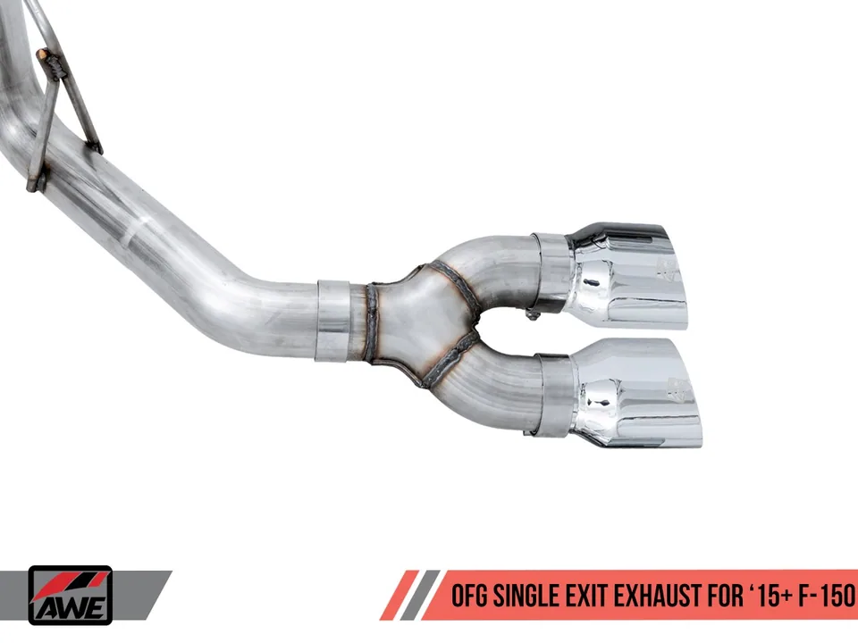 AWE Tuning 15-20 Ford F-150 0FG Single Exit Performance Exhaust System w/4.5in Diamond Black Tips 3015-23058 3 of 6