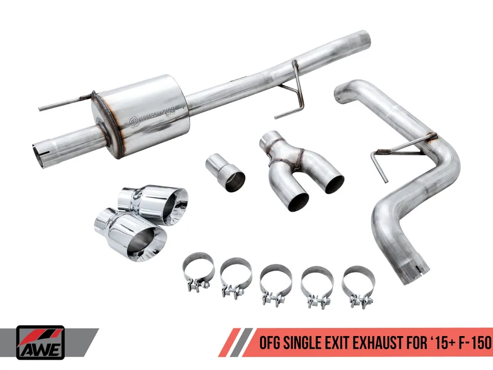 AWE Tuning 15-20 Ford F-150 0FG Single Exit Performance Exhaust System w/4.5in Diamond Black Tips 3015-23058 4 of 6