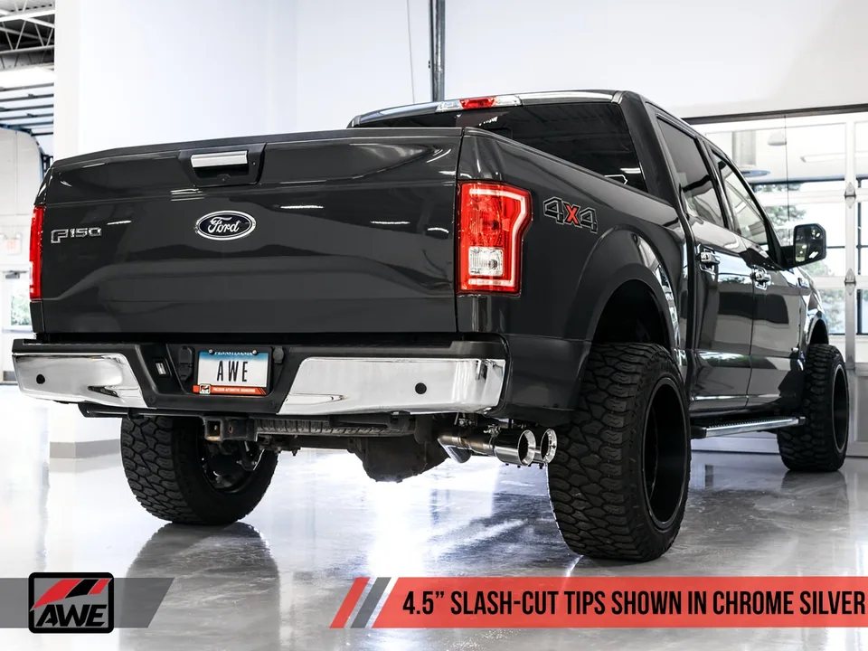 AWE Tuning 15-20 Ford F-150 0FG Single Exit Performance Exhaust System w/4.5in Diamond Black Tips 3015-23058 6 of 6