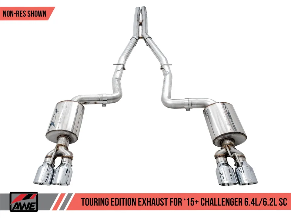 AWE Tuning 15-21 Dodge Challenger 6.4L/6.2L Non-Resonated Touring Edition Exhaust - Quad Black Tips 3020-43082 2 of 6