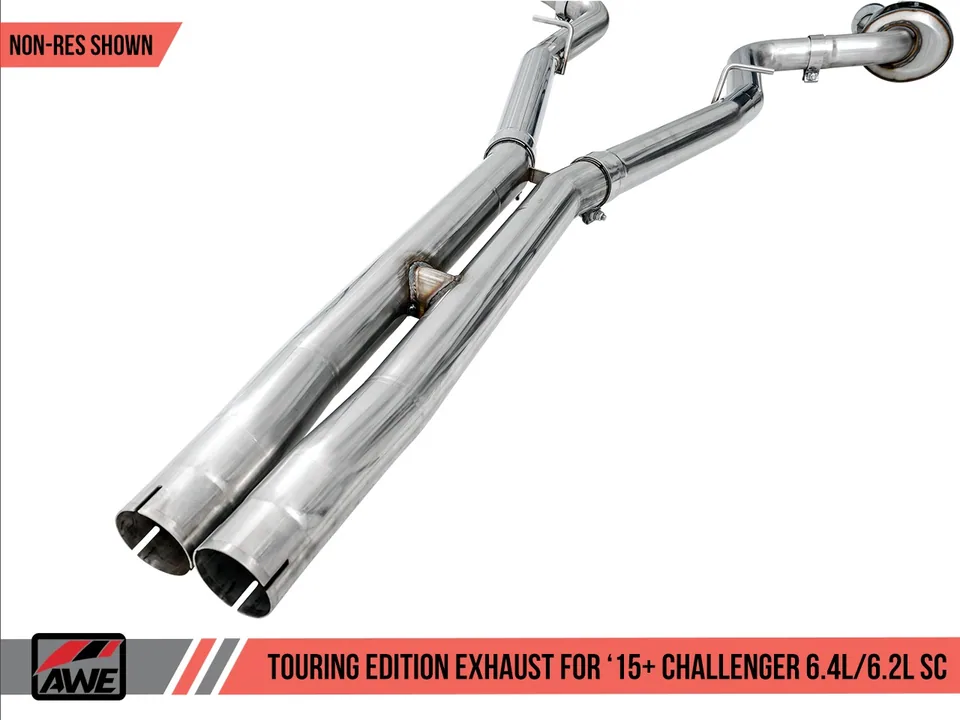 AWE Tuning 15-21 Dodge Challenger 6.4L/6.2L Non-Resonated Touring Edition Exhaust - Quad Black Tips 3020-43082 4 of 6