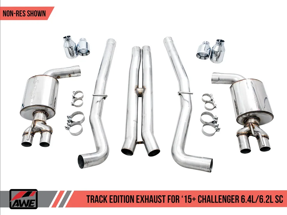 AWE Tuning 15-21 Dodge Challenger 6.4L/6.2L Non-Resonated Touring Edition Exhaust - Quad Black Tips 3020-43082 5 of 6