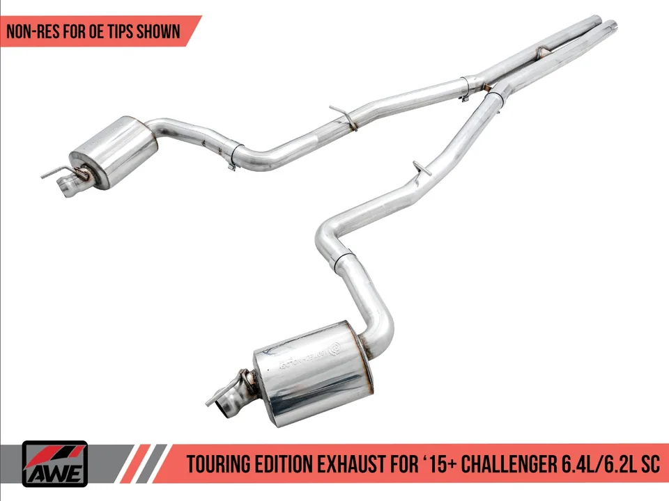 AWE Tuning 15-21 Dodge Challenger 6.4L/6.2L Non-Resonated Touring Edition Exhaust - Use Stock Tips 3020-11028 1 of 4