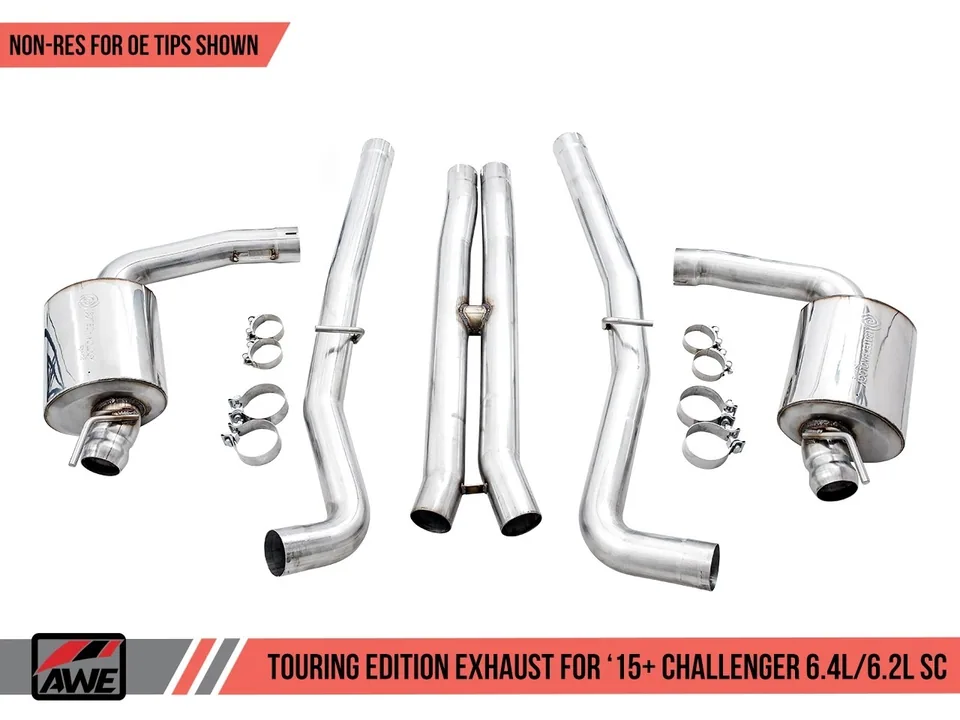 AWE Tuning 15-21 Dodge Challenger 6.4L/6.2L Non-Resonated Touring Edition Exhaust - Use Stock Tips 3020-11028 3 of 4
