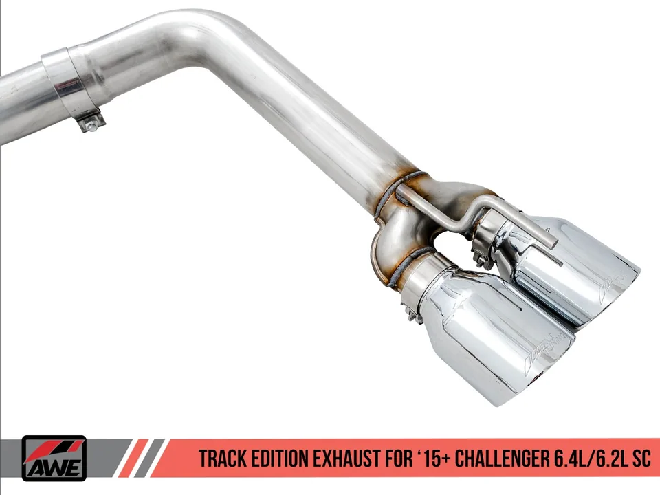 AWE Tuning 15-21 Dodge Challenger 6.4L/6.2L SC Track Edition Exhaust - Quad Chrome Silver Tips 3015-42136 3 of 6