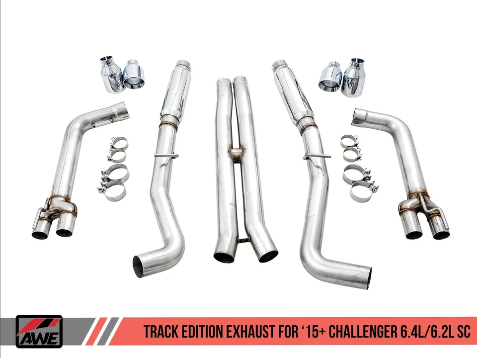 AWE Tuning 15-21 Dodge Challenger 6.4L/6.2L SC Track Edition Exhaust - Quad Chrome Silver Tips 3015-42136 4 of 6