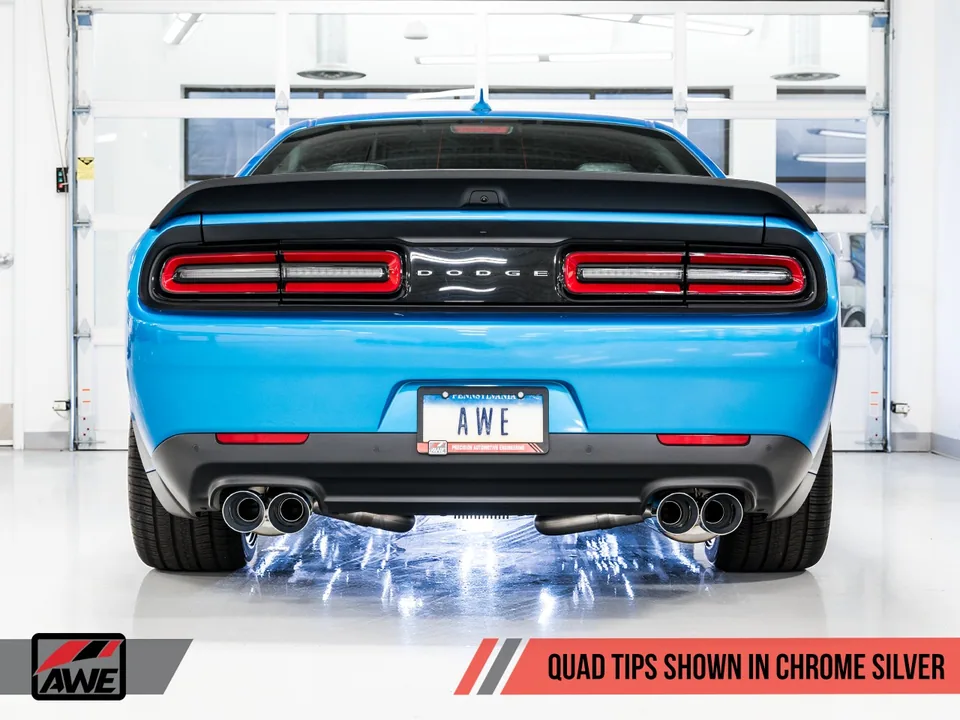 AWE Tuning 15-21 Dodge Challenger 6.4L/6.2L SC Track Edition Exhaust - Quad Chrome Silver Tips 3015-42136 5 of 6
