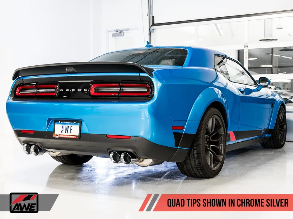 AWE Tuning 15-21 Dodge Challenger 6.4L/6.2L SC Track Edition Exhaust - Quad Chrome Silver Tips 3015-42136 6 of 6