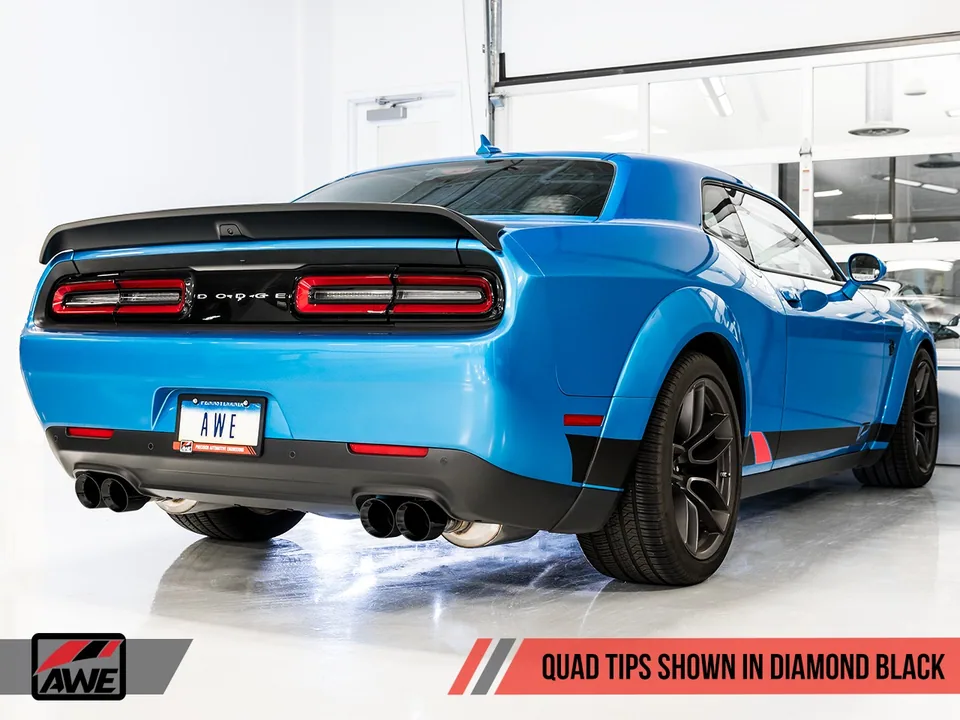 AWE Tuning 15-21 Dodge Challenger 6.4L/6.2L SC Track Edition Exhaust - Quad Diamond Black Tips 3015-43144 6 of 6