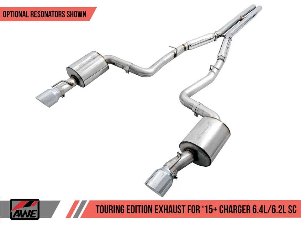 AWE Tuning 15-21 Dodge Charger 6.4L/6.2L Non-Resonated Touring Edition Exhaust - Diamond Blk Tips 3020-33070 1 of 6