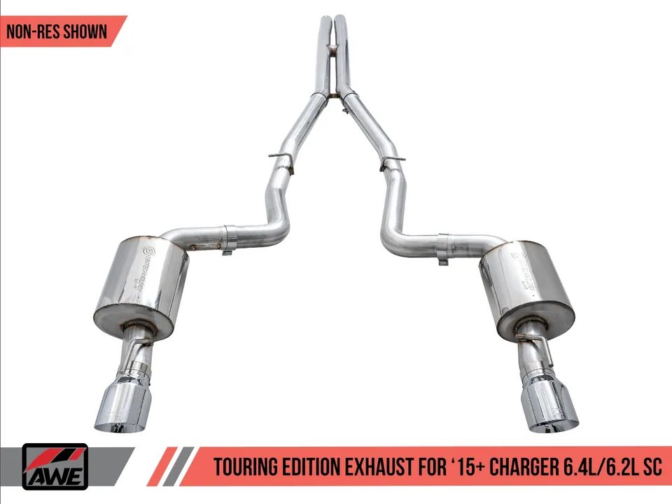 AWE Tuning 15-21 Dodge Charger 6.4L/6.2L Non-Resonated Touring Edition Exhaust - Diamond Blk Tips 3020-33070 2 of 6