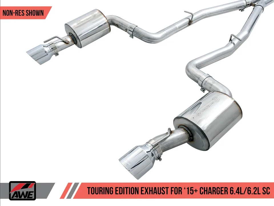 AWE Tuning 15-21 Dodge Charger 6.4L/6.2L SC Non-Resonated Touring Edition Exhaust - Silver Tips 3020-32056 3 of 6