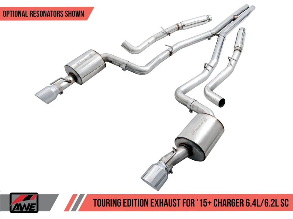 AWE Tuning 15-21 Dodge Charger 6.4L/6.2L SC Resonated Touring Edition Exhaust - Chrome Silver Tips 3015-32114 1 of 6