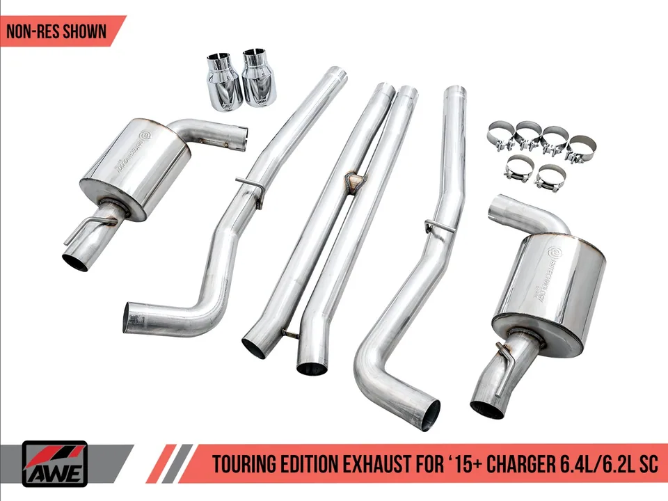 AWE Tuning 15-21 Dodge Charger 6.4L/6.2L SC Resonated Touring Edition Exhaust - Chrome Silver Tips 3015-32114 5 of 6