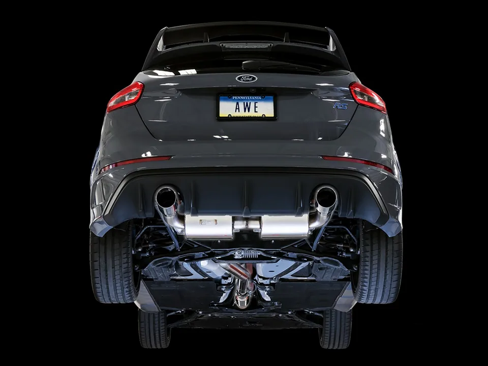 AWE Tuning 16-18 Ford Focus RS Touring Edition Cat-back Exhaust - Resonated - Diamond Black Tips 3020-33042 3 of 4