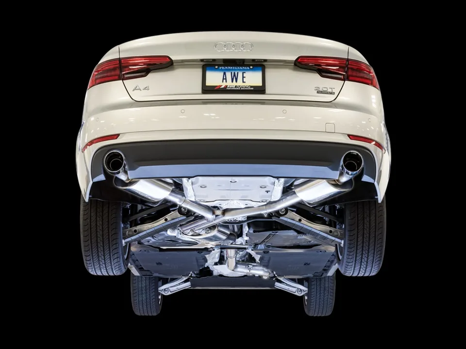 AWE Tuning 17-18 Audi B9 A4 Touring Edition Exhaust Dual Outlet - Chrome Silver Tips (Includes DP) 3015-32078 4 of 6