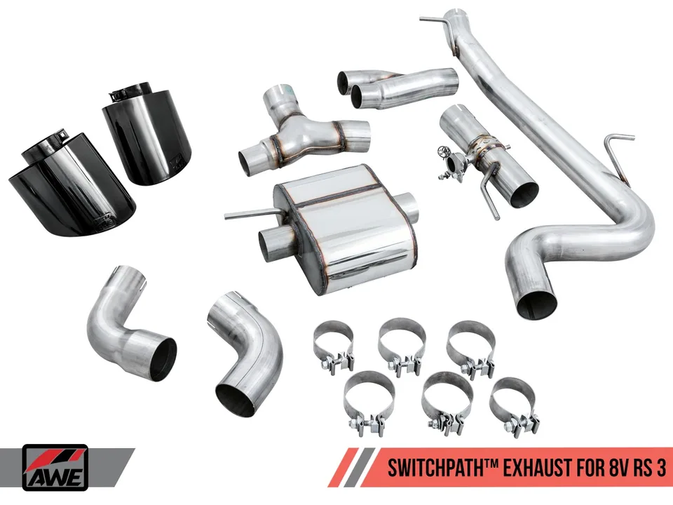 AWE Tuning 17-20 Audi RS3 8V SwitchPath Exhaust w/Diamond Black RS-Style Tips 3025-33034 2 of 6