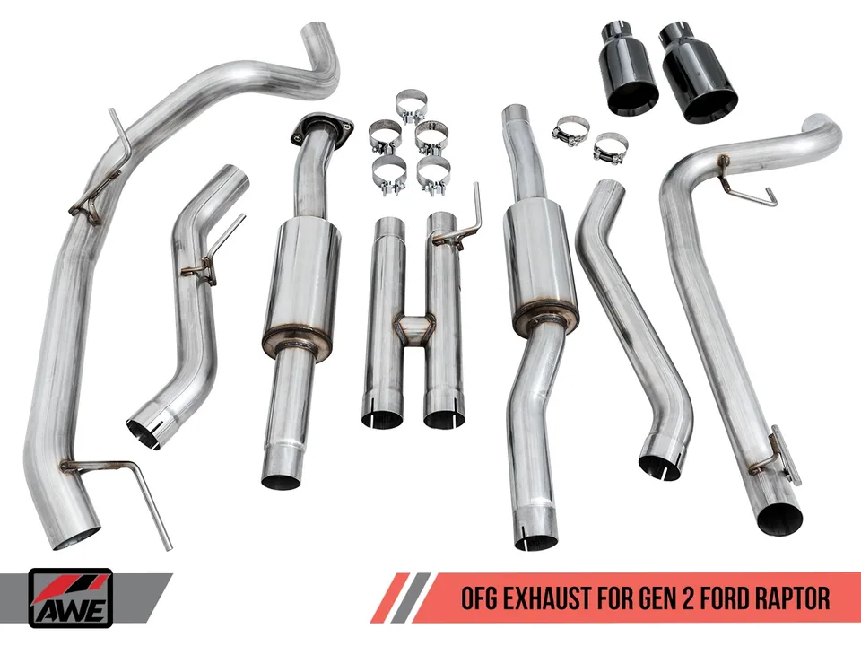 AWE Tuning 17-20 Ford Raptor 0 FG Performance Exhaust System - w/ Diamond Black Tips 3015-33106 2 of 6