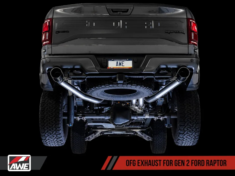 AWE Tuning 17-20 Ford Raptor 0 FG Performance Exhaust System - w/ Diamond Black Tips 3015-33106 3 of 6