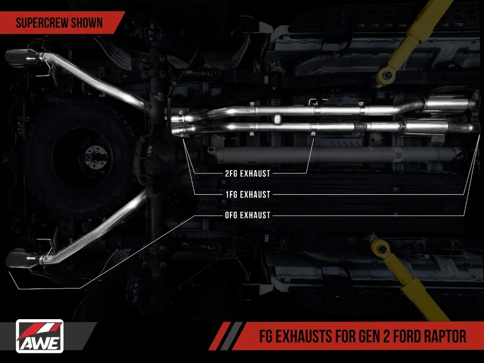 AWE Tuning 17-20 Ford Raptor 0 FG Performance Exhaust System - w/ Diamond Black Tips 3015-33106 5 of 6