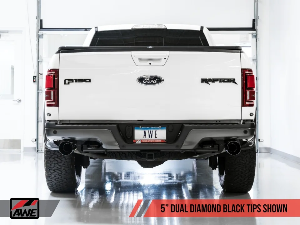 AWE Tuning 17-20 Ford Raptor 0 FG Performance Exhaust System - w/ Diamond Black Tips 3015-33106 6 of 6