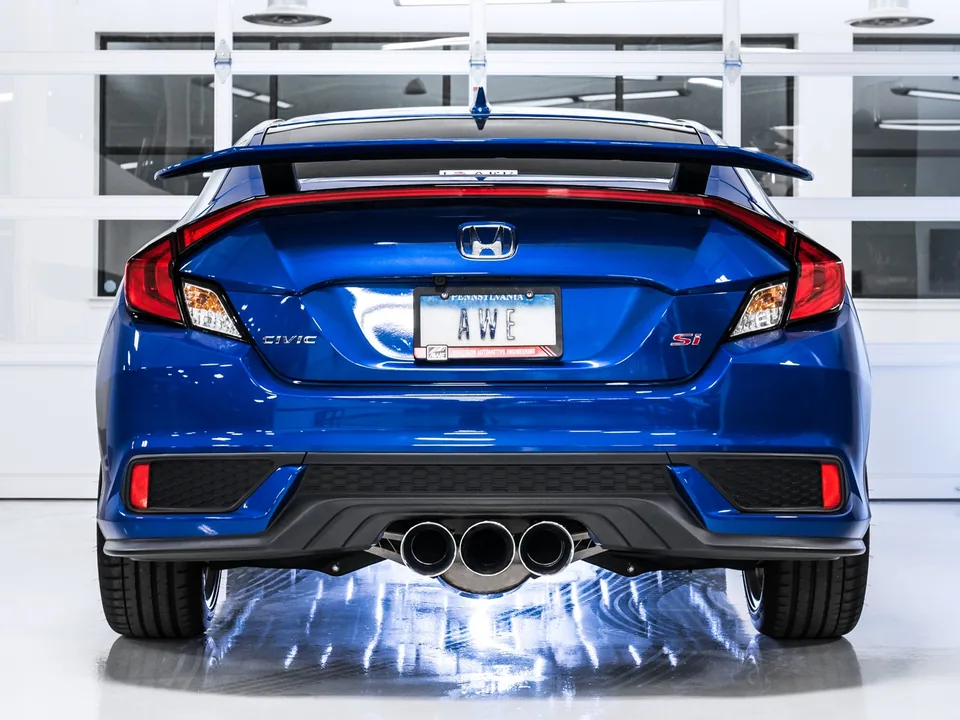 AWE Tuning 17-20 Honda Civic Si 1.5L Turbo Dual-to-Triple Tip Conversion Kit - Chrome Silver Tip 3810-52018 2 of 3