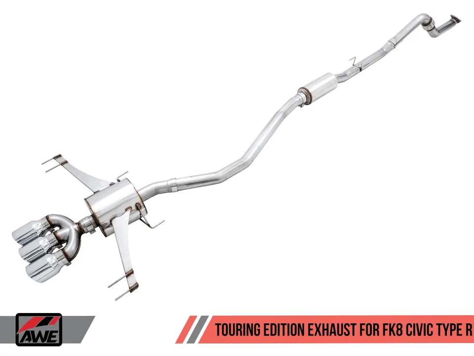 AWE Tuning 17-21 Honda Civic Type R Touring Edition Exhaust w/Front & Mid Pipes - Chrome Silver Tips 3015-42666 1 of 5