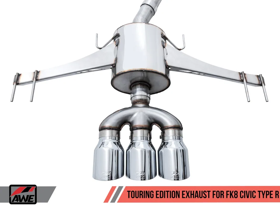 AWE Tuning 17-21 Honda Civic Type R Touring Edition Exhaust w/Front & Mid Pipes - Chrome Silver Tips 3015-42666 3 of 5