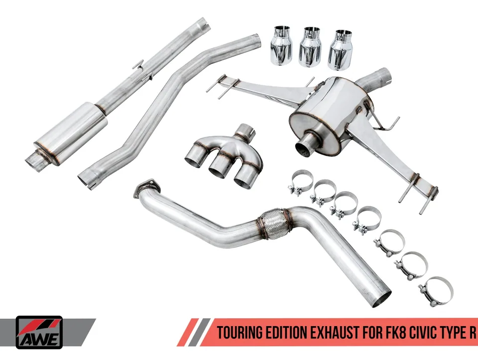 AWE Tuning 17-21 Honda Civic Type R Touring Edition Exhaust w/Front & Mid Pipes - Chrome Silver Tips 3015-42666 5 of 5
