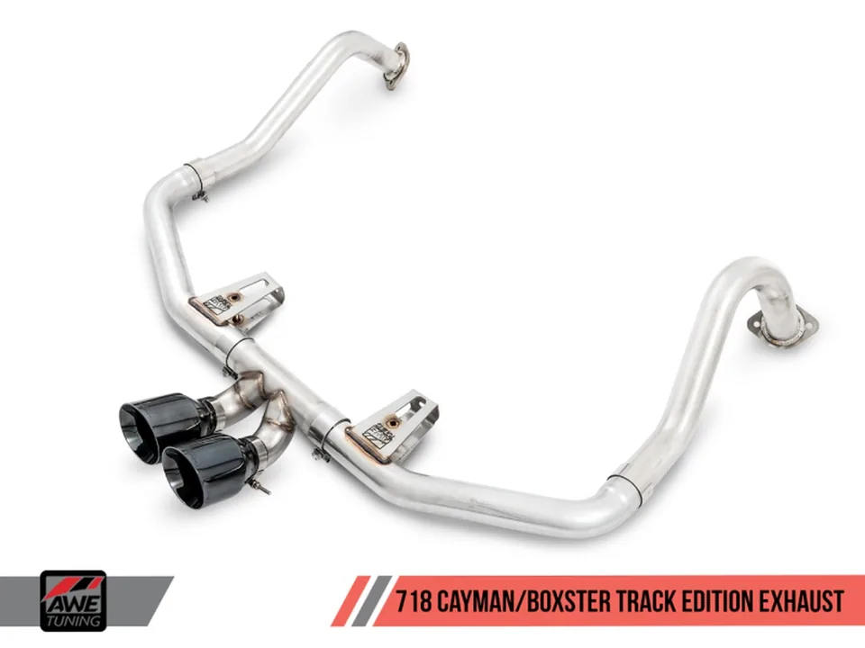 AWE Tuning 17-21 Porsche 718 Boxster / Cayman Track Edition Exhaust - Diamond Black Tips 3010-33048 1 of 4