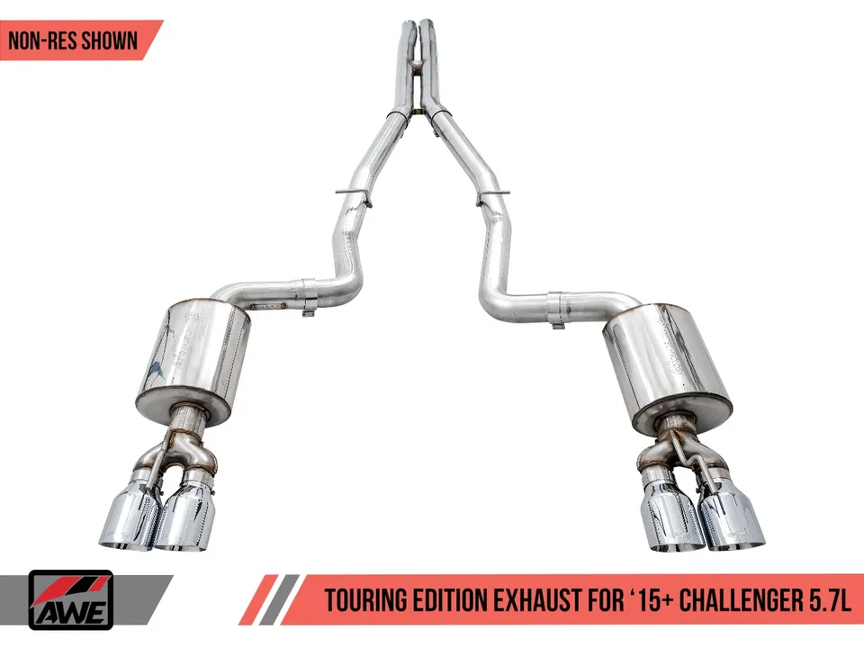 AWE Tuning 17-22 Challenger 5.7L Touring Edition Exhaust - Non-Resonated - Chrome Silver Quad Tips 3020-42076 2 of 6