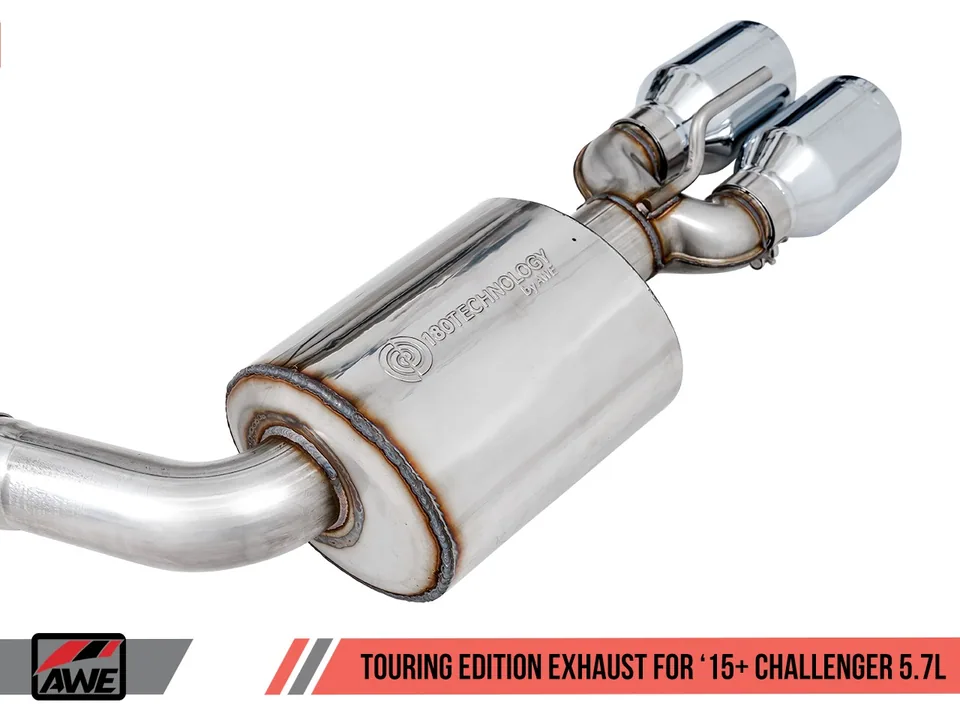 AWE Tuning 17-22 Challenger 5.7L Touring Edition Exhaust - Non-Resonated - Chrome Silver Quad Tips 3020-42076 4 of 6