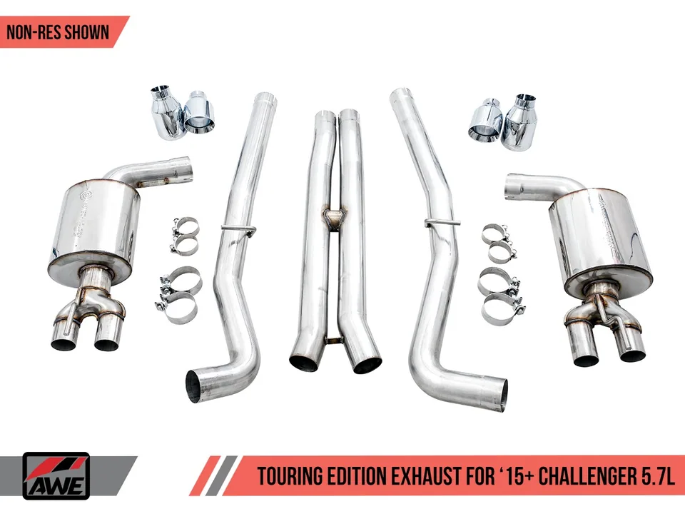 AWE Tuning 17-22 Challenger 5.7L Touring Edition Exhaust - Non-Resonated - Chrome Silver Quad Tips 3020-42076 5 of 6