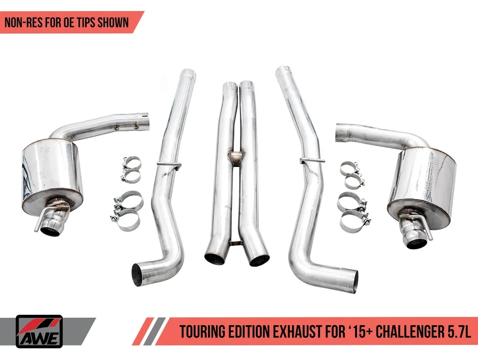 AWE Tuning 17-22 Dodge Challenger 5.7L Touring Edition Exhaust - Resonated - Stock Tips 3015-11056 3 of 4