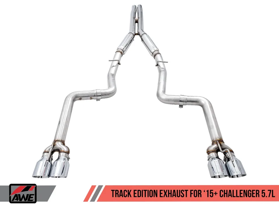 AWE Tuning 17-22 Dodge Challenger 5.7L Track Edition Exhaust - Chrome Silver Quad Tips 3015-42144 2 of 6