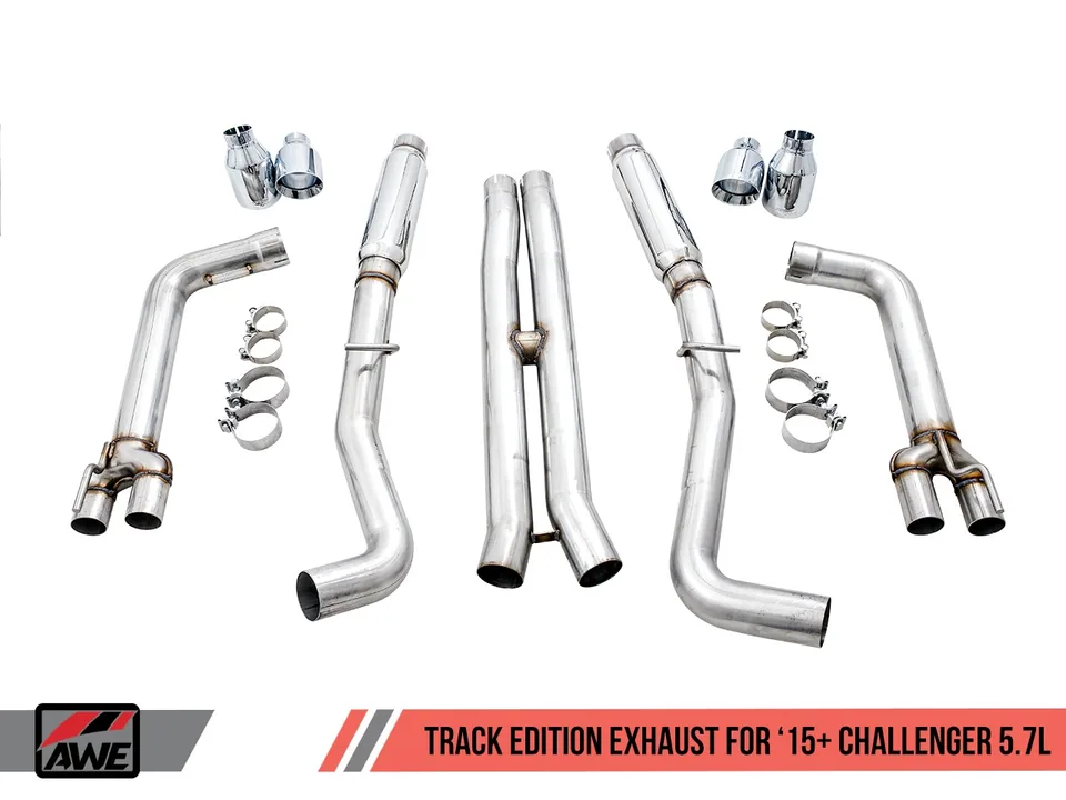 AWE Tuning 17-22 Dodge Challenger 5.7L Track Edition Exhaust - Chrome Silver Quad Tips 3015-42144 4 of 6