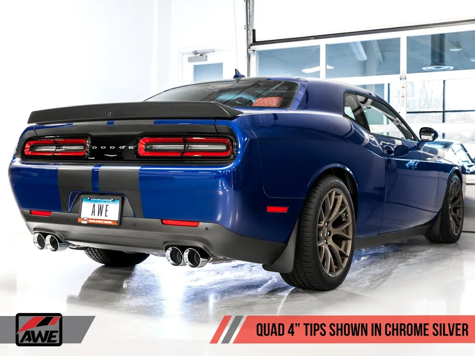 AWE Tuning 17-22 Dodge Challenger 5.7L Track Edition Exhaust - Chrome Silver Quad Tips 3015-42144 6 of 6