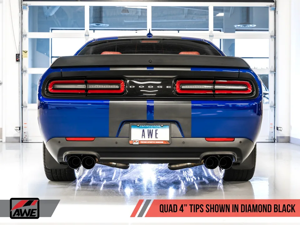 AWE Tuning 17-22 Dodge Challenger 5.7L Track Edition Exhaust - Diamond Black Quad Tips 3015-43152 5 of 6