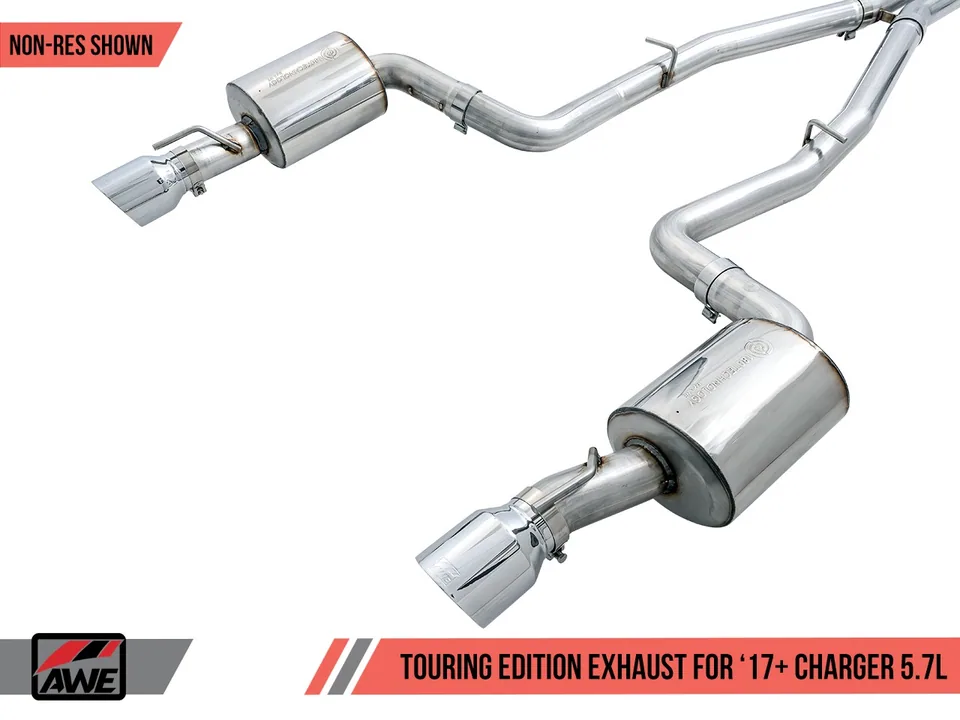 AWE Tuning 17-22 Dodge Charger 5.7L Touring Edition Exhaust - Non-Resonated - Diamond Black Tips 3020-33074 2 of 6