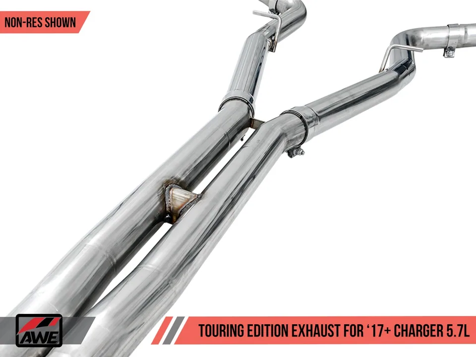AWE Tuning 17-22 Dodge Charger 5.7L Touring Edition Exhaust - Non-Resonated - Diamond Black Tips 3020-33074 4 of 6