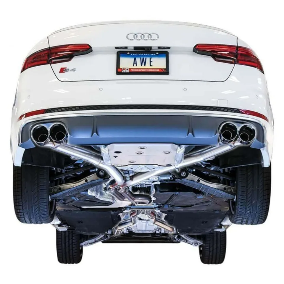 AWE Tuning 18-21 Audi B9 S4 Resonated For Performance Catalyst Track Edition Exhaust w/ Carbon Fiber Tips 3015-45006 4 of 4