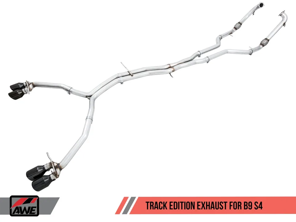AWE Tuning 18-21 Audi B9 S4 Track Edition Exhaust - Non-Resonated (Black 90mm Tips) 3010-43052 1 of 6
