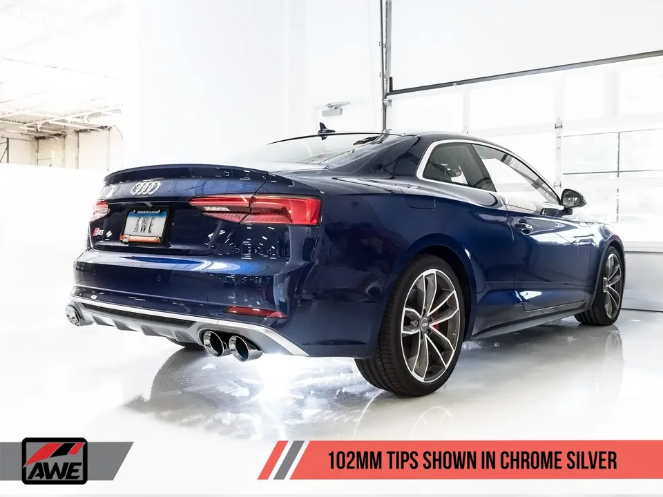 AWE Tuning 18-21 Audi B9 S5 3.0T Touring Edition Exhaust - Chrome Silver Tips (102mm) 3015-42088 5 of 6