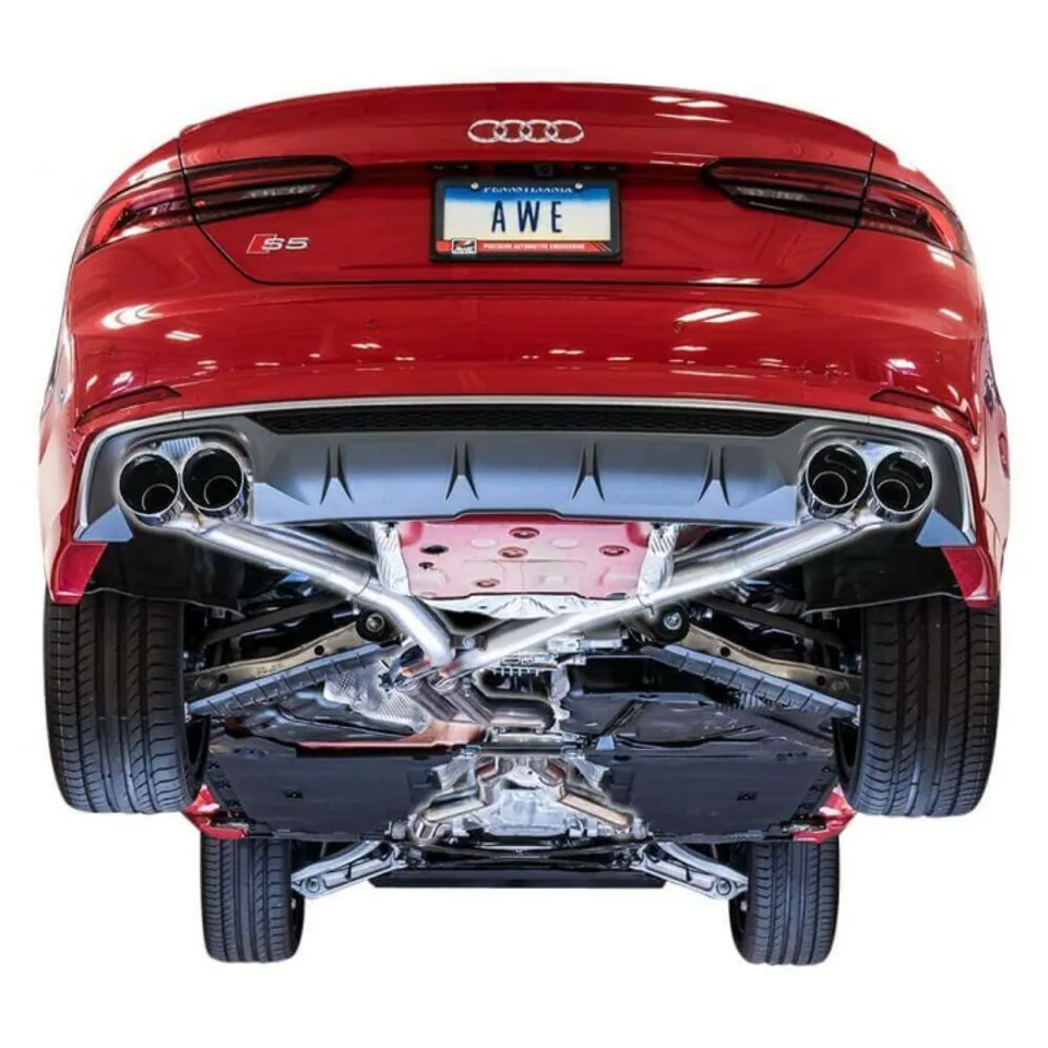 AWE Tuning 18-21 Audi B9 S5 Coupe Resonated For Performance Cat Track Edition Exhaust w/ Carbon Fiber Tips 3015-45010 3 of 4