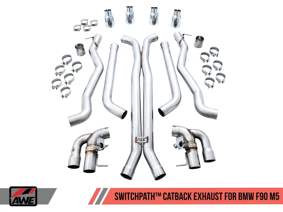 AWE Tuning 18-21 BMW F90 M5 SwitchPatch Cat-Back Exhaust- Black Diamond Tips 3025-43066 2 of 3
