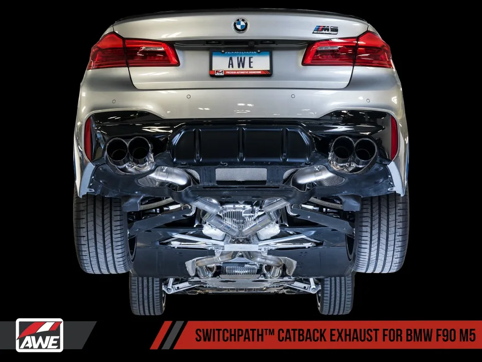 AWE Tuning 18-21 BMW F90 M5 SwitchPatch Cat-Back Exhaust- Black Diamond Tips 3025-43066 3 of 3