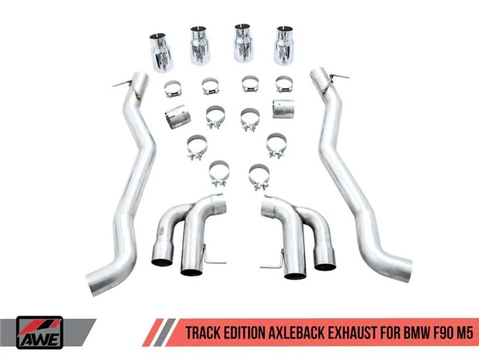 AWE Tuning 18-21 BMW F90 M5 Track Edition Axle-Back Exhaust- Black Diamond Tips 3020-43077 1 of 1