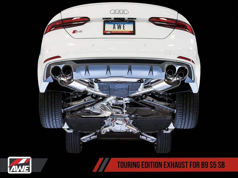 AWE Tuning 18-22 Audi B9 S5 Sportback Touring Edition Exhaust - Non-Resonated (Black 102mm Tips) 3020-43064 5 of 6